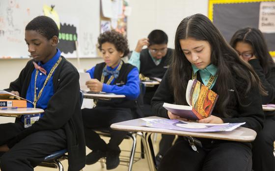 In a 2016 file photo, students at Don Bosco Cristo Rey High School in Takoma Park, Maryland, participate in a classroom exercise. (OSV News/CNS file/Catholic Standard/Jaclyn Lippelmann)